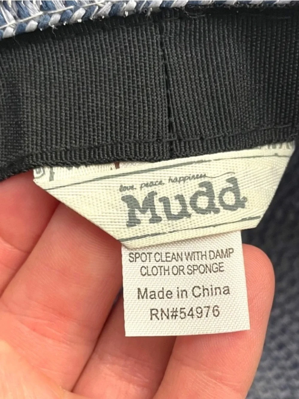 NWOT Mudd Blue Marled Woven Paper Blend Floppy Wide Brim Sun Hat Blue Grey Beach